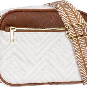 Trendy White Quilted Shoulder Bag Crossbody Bags Small Camera Crossbody Purses H